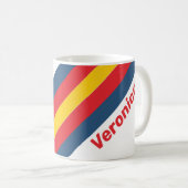 Retro Mountain Stripes with Name コーヒーマグカップ (正面右)