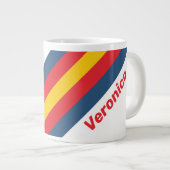 Retro Mountain Stripes with Name ジャンボコーヒーマグカップ (正面右)