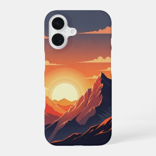 Retro Mountain Sunset iPhone 16ケース (裏面)