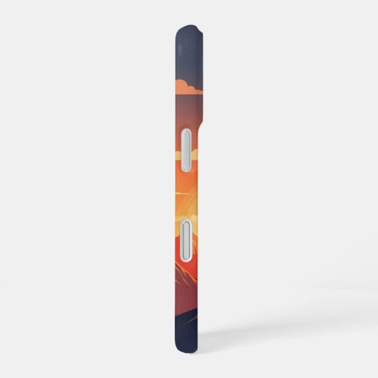 Retro Mountain Sunset iPhone 16ケース (右側面)