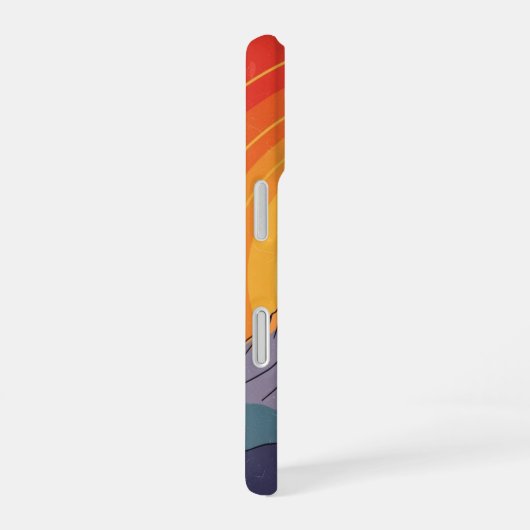 Retro Mountain Sunset iPhone 16ケース (右側面)