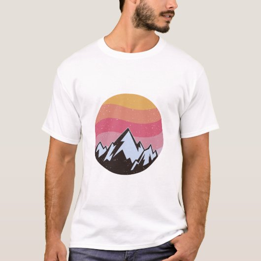 Retro Mountain Sunset Landscape Vintage T-Shirt Tシャツ (正面)
