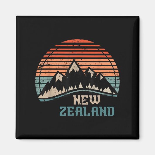 Retro Mountains New Zealand  マグネット (正面)