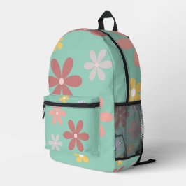 Retro Multi-Colored Daisy Pattern プリントバックパック