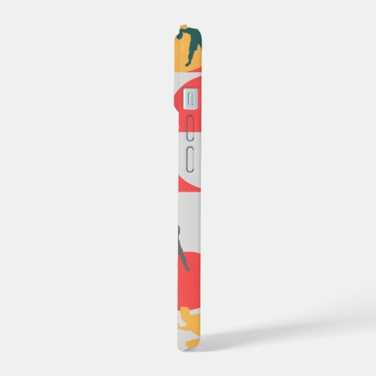 Retro Multi-Sport Silhouette Geometric Pattern iPhone 15ケース (左側面)