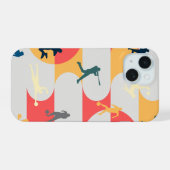 Retro Multi-Sport Silhouette Geometric Pattern iPhone 15ケース (裏面横)