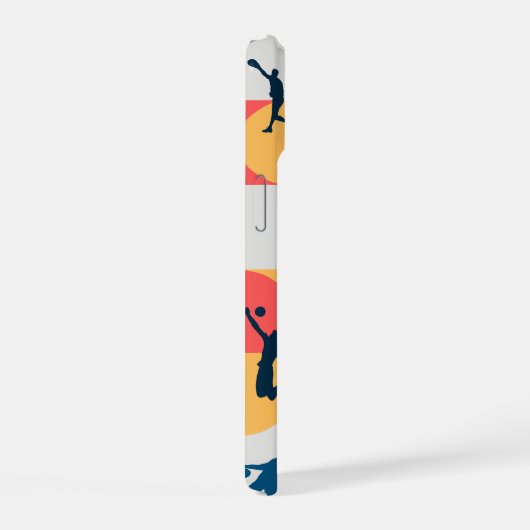 Retro Multi-Sport Silhouette Geometric Pattern iPhone 15ケース (右側面)