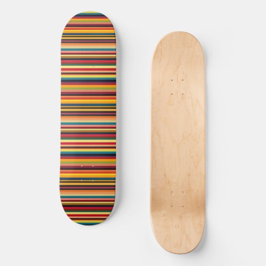 Retro Multicolour Stripe Modern Skateboard Deck スケートボード (正面)