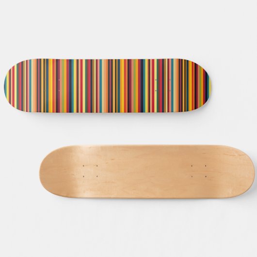 Retro Multicolour Stripe Modern Skateboard Deck スケートボード (横)