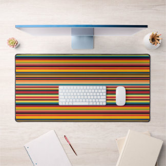 Retro Multicolour Stripe Modern Vintage Desk Mat デスクマット