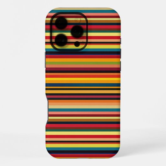 Retro Multicoloured Striped Print iPhone Case iPhoneケース (裏面)