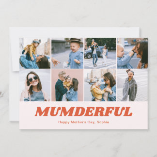 Retro Mumderful Mothers Day 12 Photo Collage Pink シーズンカード