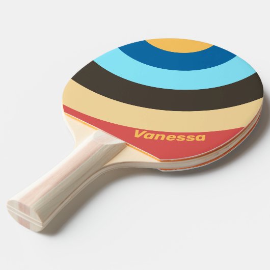 Retro Murmur Circle Stripe with Name 卓球ラケット (正面アングル)