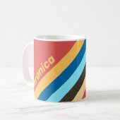 Retro Murmur Stripes with Name コーヒーマグカップ (正面左)