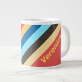 Retro Murmur Stripes with Name ジャンボコーヒーマグカップ (正面右)