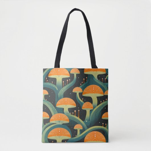 Retro Mushroom All-Over Print Tote Bag トートバッグ (正面)
