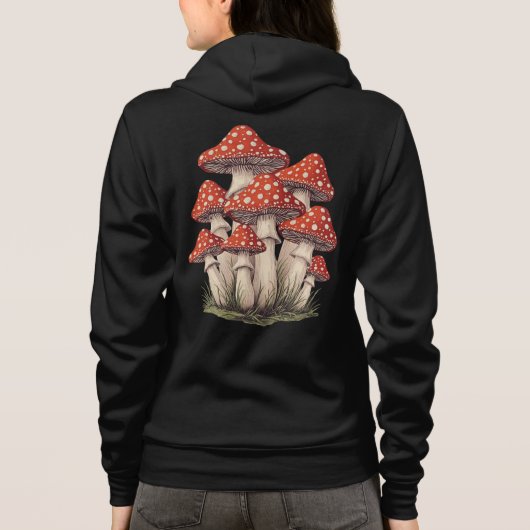Retro Mushroom Cluster Art - Women’s Zip-Up Hoodie パーカ (裏面)
