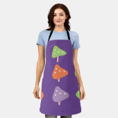 Retro Mushroom Colorful Pattern エプロン (着用した状態)