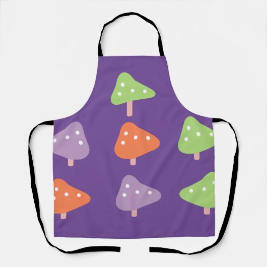 Retro Mushroom Colorful Pattern エプロン (正面)