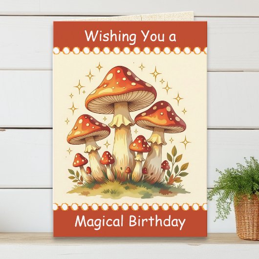 Retro Mushrooms | Vintage Birthday カード