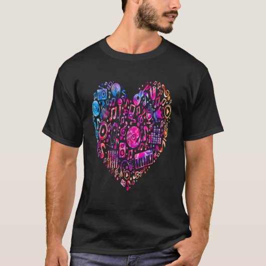 Retro Music Heart Musician Composers Music  Teache Tシャツ (正面)