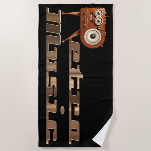 Retro music Minion ビーチタオル (正面)