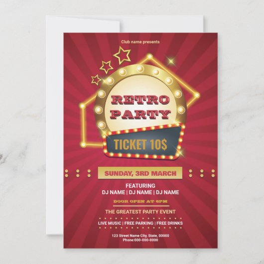Retro Music Party Flyer Template (正面)