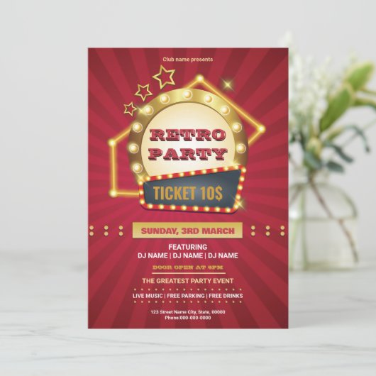 Retro Music Party Flyer Template (スタンド正面)
