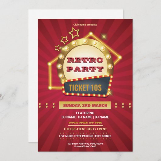 Retro Music Party Flyer Template (正面/裏面)
