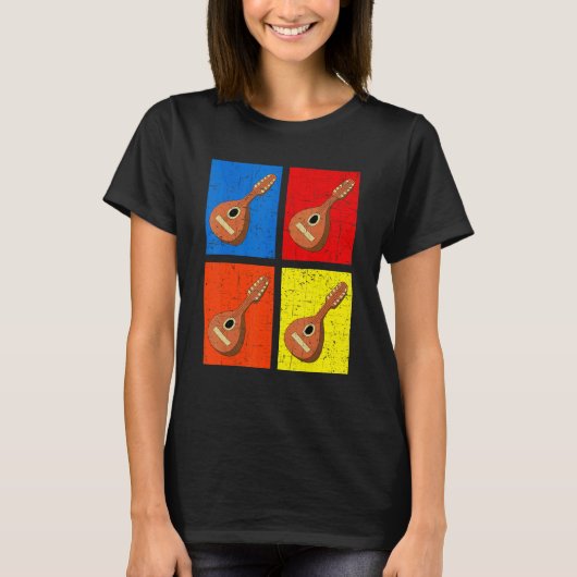 Retro Music String Instrument Mandolin Tシャツ (正面)