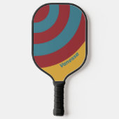 Retro Mustard Seed Circle Stripe with Name ピックルボールラケット (裏面)