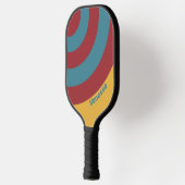 Retro Mustard Seed Circle Stripe with Name ピックルボールラケット (左)