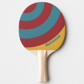 Retro Mustard Seed Circle Stripe with Name 卓球ラケット (正面)