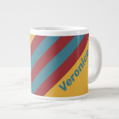 Retro Mustard Seed Stripes with Name ジャンボコーヒーマグカップ (正面右)