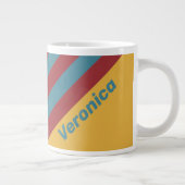 Retro Mustard Seed Stripes with Name ジャンボコーヒーマグカップ (右)