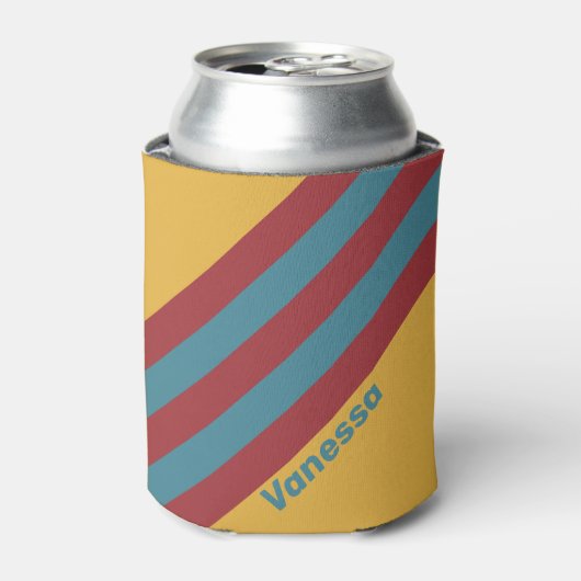 Retro Mustard Seed Stripes with Name 缶クーラー (缶正面)