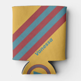 Retro Mustard Seed Stripes with Name 缶クーラー