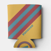 Retro Mustard Seed Stripes with Name 缶クーラー (裏面)