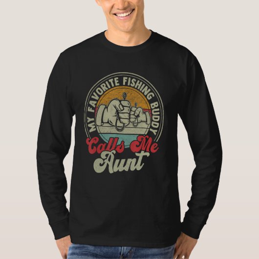 Retro My Favorite Fishing Buddy Call Me Aunt Fishi Tシャツ (正面)