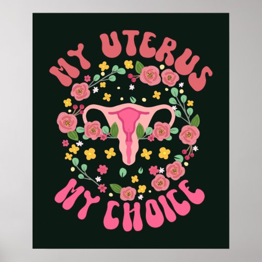 Retro My uterus My choice, Feminist Pro-choice ポスター (正面)
