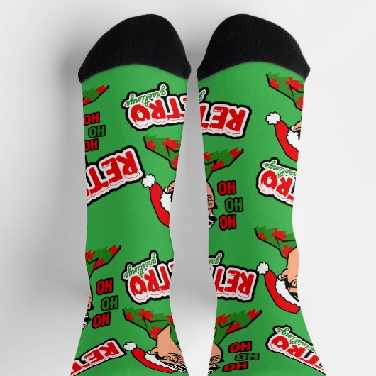 Retro Myrtle Beach Guy Christmas ソックス (上部)
