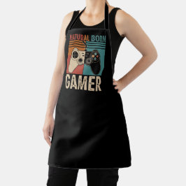 Retro Natural Born Gamer Funny エプロン