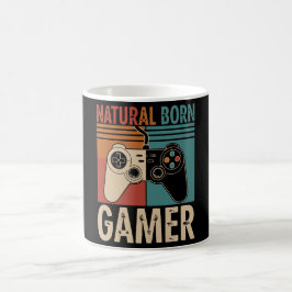 Retro Natural Born Gamer Funny コーヒーマグカップ