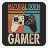 Retro Natural Born Gamer Funny スクエアシール (正面)
