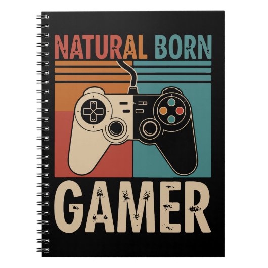 Retro Natural Born Gamer Funny ノートブック (正面)