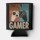 Retro Natural Born Gamer Funny 缶クーラー (正面)