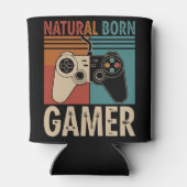 Retro Natural Born Gamer Funny 缶クーラー (裏面)