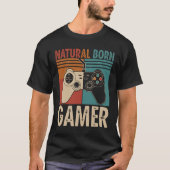 Retro Natural Born Gamer Funny Tシャツ (正面)