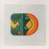 Retro Nature Sunset – Vintage Mountain ジグソーパズル (横)