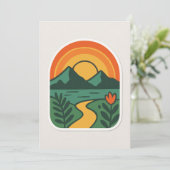 Retro Nature Sunset – Vintage Mountain 招待状 (スタンド正面)